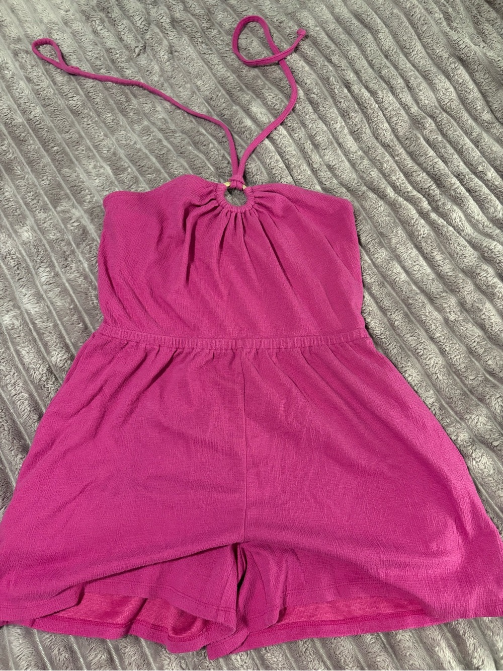 Magenta Halter Romper with Ring Detail